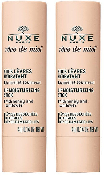 Zestaw balsamów do ust - Nuxe Reve De Miel Lip Moisturizing Stick Duo (lipstick/2x4g) — Zdjęcie N1