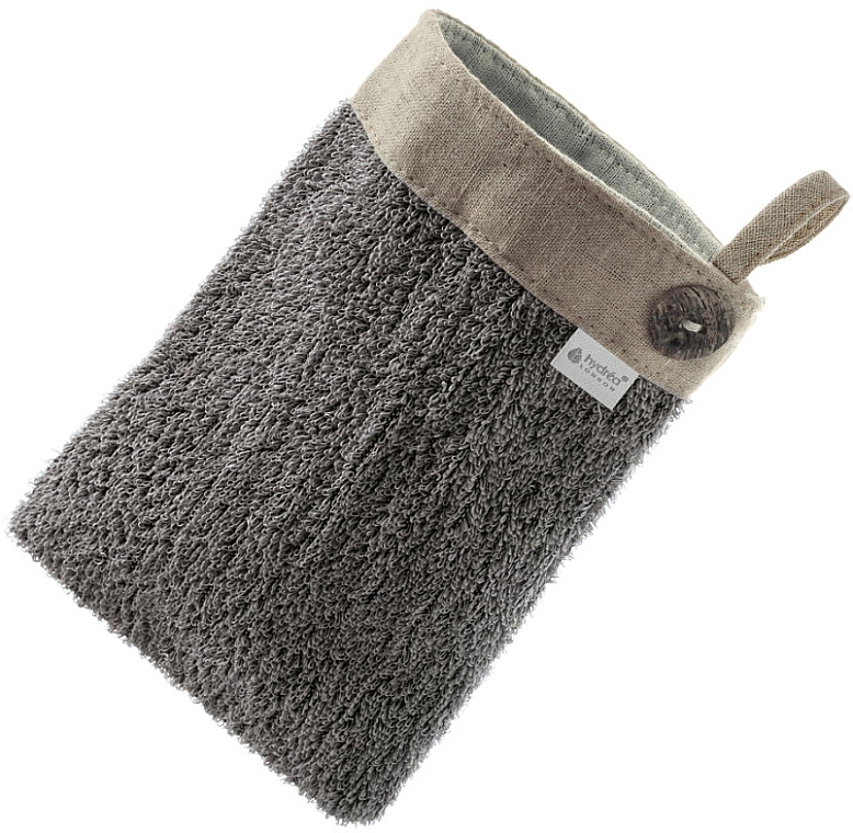 Rękawica do kąpieli z sizalu i niebielonego lnu - Hydrea London Sisal + Unbleached Linen Spa Mitt Charcoal — Zdjęcie N1