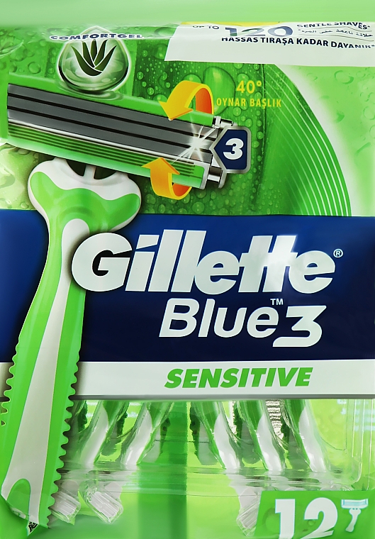 Zestaw jednorazowych maszynek do golenia, 9 + 3 szt. - Gillette Blue 3 Sensitive — Zdjęcie N1