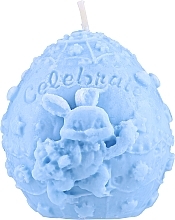 Kup Świeca dekoracyjna Jajko z królikiem o aromacie jagodowym, niebieska - KaWilamowski