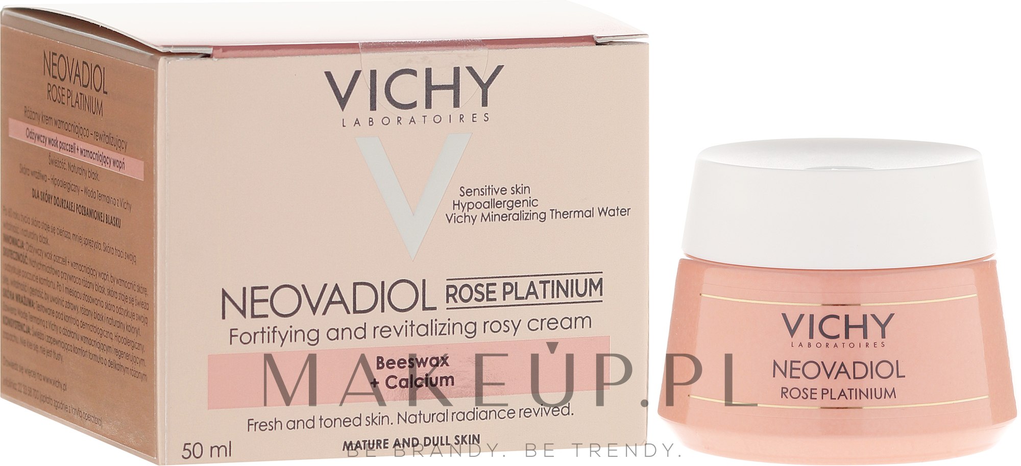 Różany krem przeciwzmarszczkowy do twarzy wzmacniająco-rewitalizujący - Vichy Neovadiol Rose Platinum Cream — Zdjęcie 50 ml