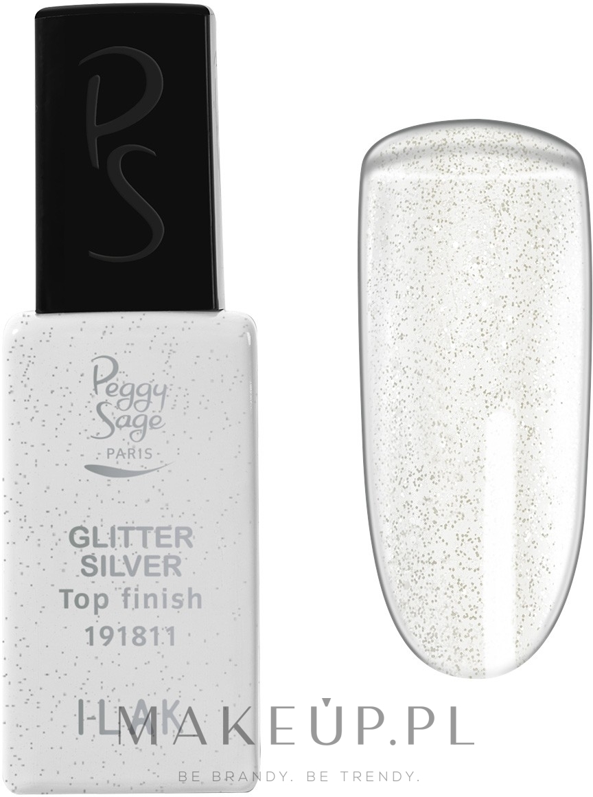 Top coat do paznokci Efekt śnieżnej kuli - Peggy Sage Top Finish Glitter Silver I-Lak — Zdjęcie 11 ml