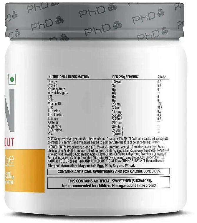 Kompleks przedtreningowy na spalanie tłuszczu Sorbet i cytryna - PhD Burn Fat Burning Pre-Workout Sherbet Lemon — Zdjęcie N2