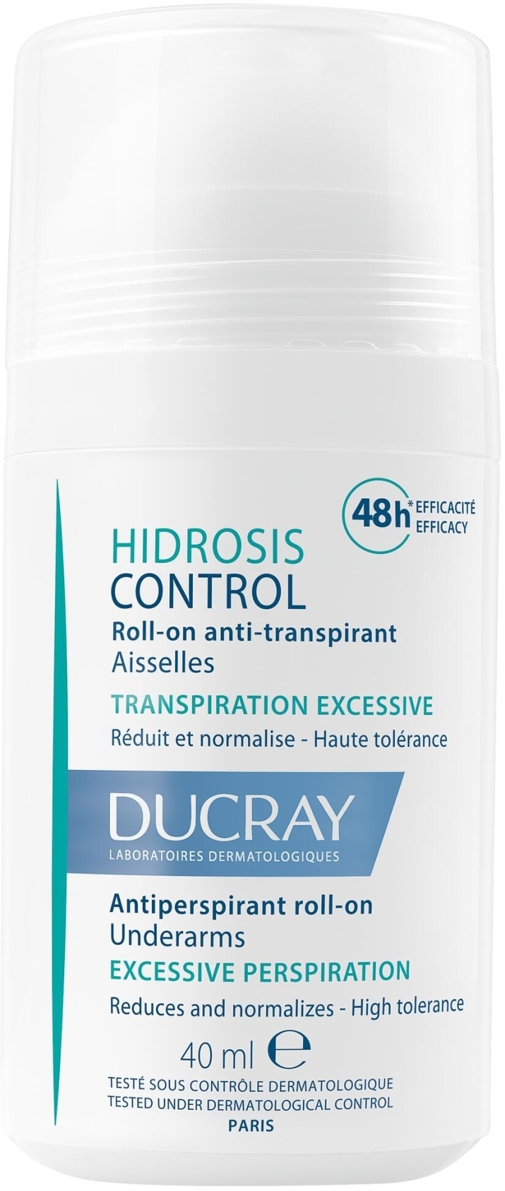 Antyperspirant w kulce do skóry pod pachami nadmierna potliwość - Ducray Hidrosis Control Roll-On Anti-Transpirant — Zdjęcie 40 ml