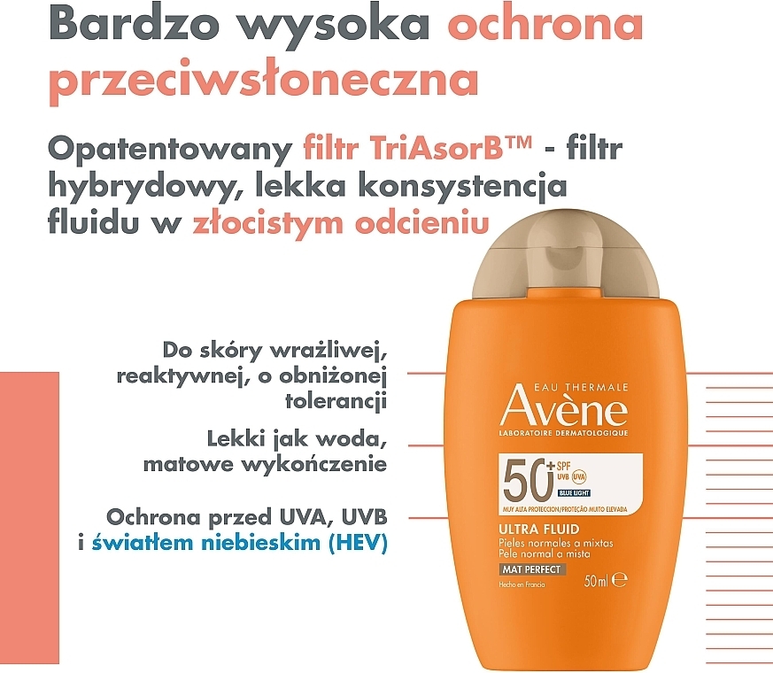 Fluid chroniący przed słońcem - Avene Eau Thermale Ultra Fluid Perfector SPF50+ — Zdjęcie N5