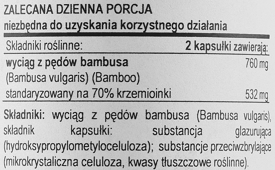 Suplement diety z krzem z bambusa na włosy, skórę i paznokcie - Now Foods Bamboo Silica Beauty — Zdjęcie N3