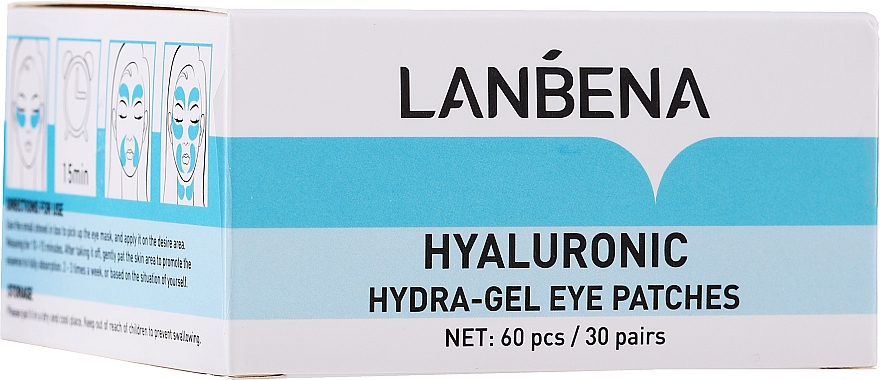 Nawilżające hydrożelowe płatki pod oczy z kwasem hialuronowym - Lanbena Hyaluronic Acid Collagen Gel Moisturizing Eye Patch  — Zdjęcie N2