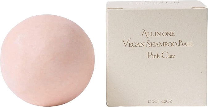 Szampon w kostce Pink Clay, w opakowaniu tekturowym - Erigeron All in One Vegan Shampoo Ball Pink Clay — Zdjęcie N1