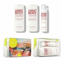 Zestaw - Eleven Australia Volume Holiday Trio (shm/300ml + cond/300ml + h/foam/200ml + bag) — Zdjęcie N1