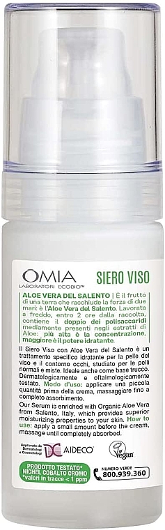 Serum do twarzy z aloesem - Omia Labaratori Ecobio Aloe Vera Face Serum — Zdjęcie N2