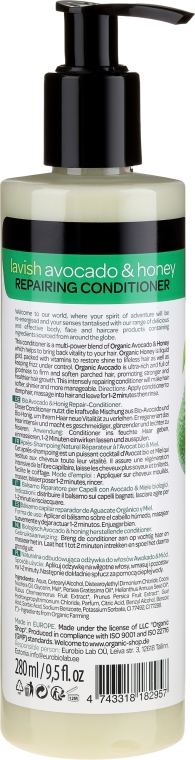 Naprawcza odżywka do włosów Awokado i miód - Organic Shop Avocado & Honey Repairing Conditioner — Zdjęcie N2