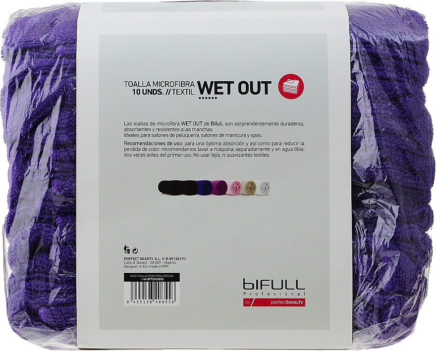 Ręcznik z mikrofibry, fioletowy, 10 sztuk - Bifull Professional Textil Toalla Microfibra Wet Out Violet — Zdjęcie N1