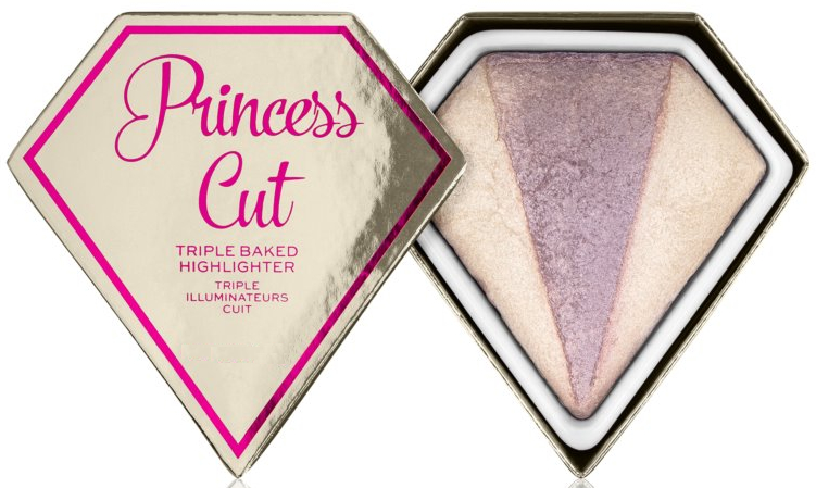 Potrójny wypiekany rozświetlacz do twarzy - Makeup Revolution I Heart Revolution Diamond Princess Cut