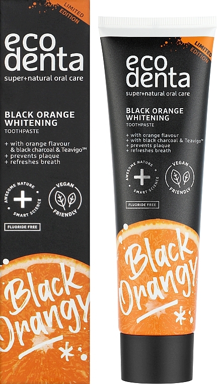 Wybielająca pasta do zębów z węglem drzewnym o smaku pomarańczowym - Ecodenta Black Orange Whitening Toothpaste — Zdjęcie N2