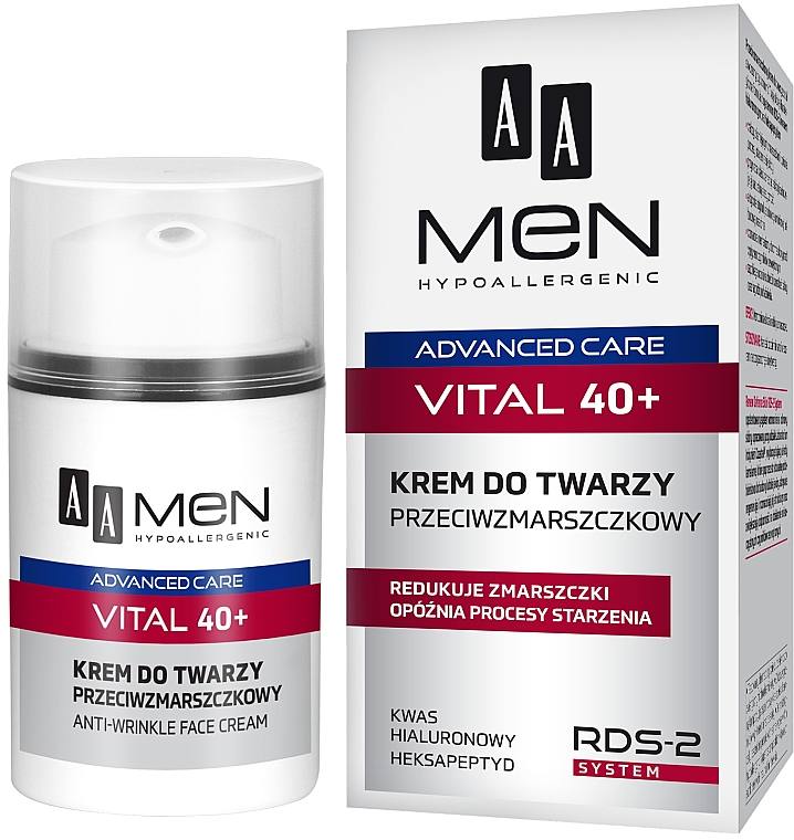 Przeciwzmarszczkowy krem do twarzy dla mężczyzn 40+ - AA Men Advanced Care Vital Face Cream Anti-Wrinkle