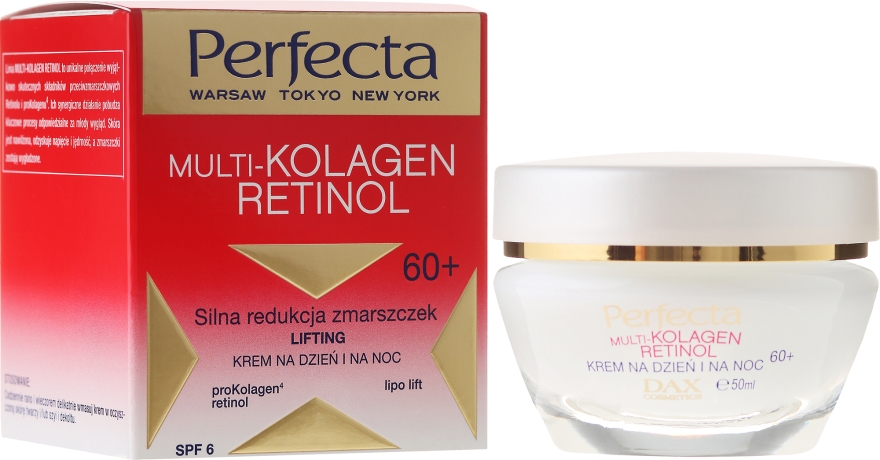 Krem do twarzy Silna redukcja zmarszczek i lifting 60+ - Perfecta Multi-Collagen Retinol