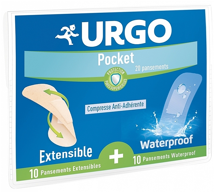 Zestaw wodoodpornych i elastycznych plastrów 2 x 7,2 cm - Urgo Pocket Extensible + Waterproof — Zdjęcie N1