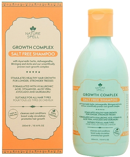 Naturalny szampon bez soli zapobiegający wypadaniu włosów - Nature Spell Growth Complex Salt Free Shampoo — Zdjęcie N1