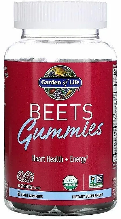 Suplement diety Wsparcie dla zdrowia serca i produkcji energii, malinowy - Garden of Life Beets Gummies Beauty — Zdjęcie N1