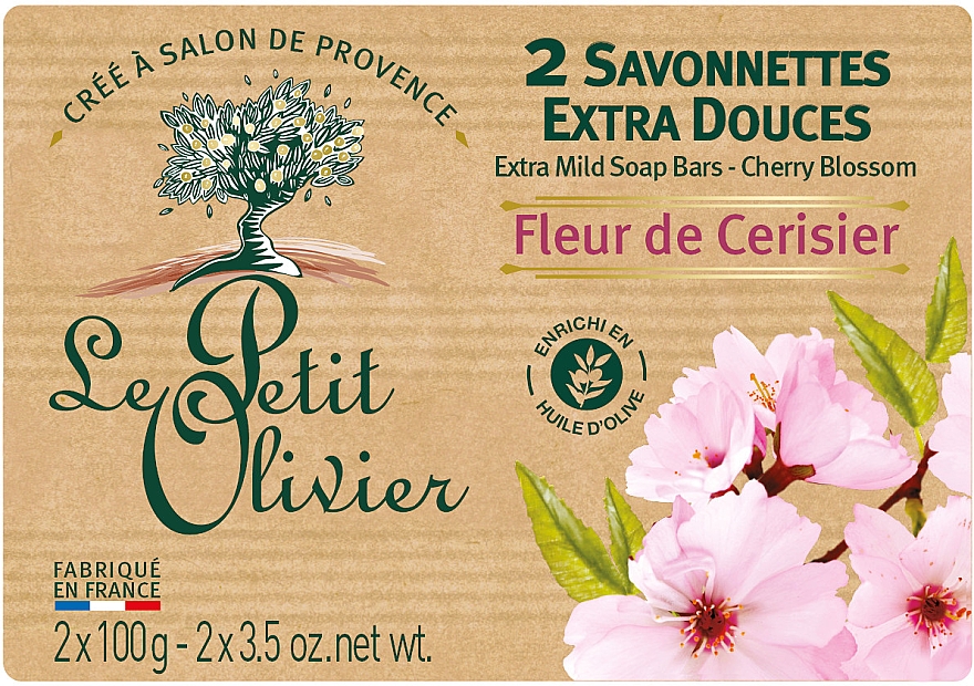 Delikatne mydło kosmetyczne Kwitnąca wiśnia - Le Petit Olivier Cherry Blossom Extra Mild Soap Bar — Zdjęcie N1