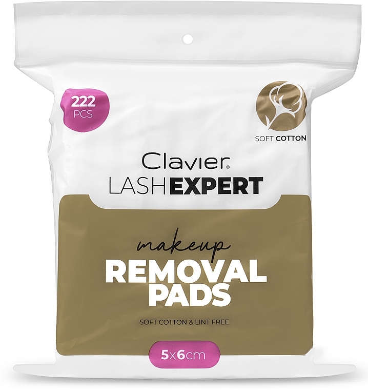 Bawełniane płatki kosmetyczne, 222 szt. - Clavier Lash Expert Removal Pads — Zdjęcie N1