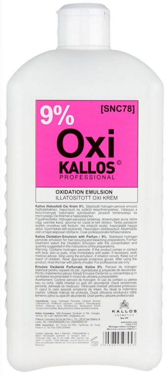 Utleniacz do włosów 9% - Kallos Cosmetics Professional Oxi Oxidation Emulsion With Parfum