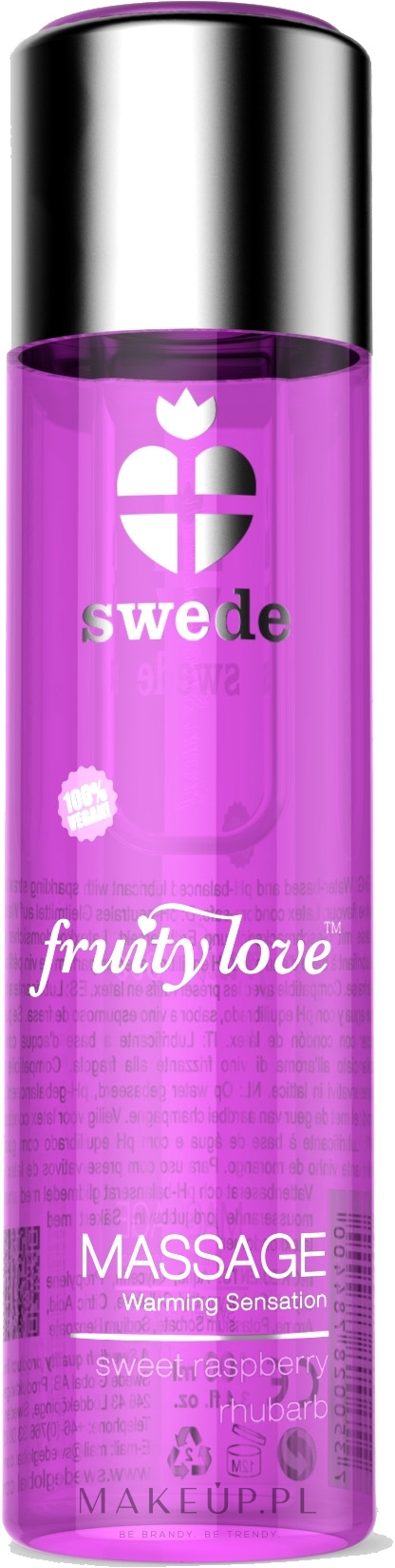 Żel do masażu Słodka malina i rabarbar - Swede Fruity Love Massage Warming Sensation Sweet Raspberry Rhubarb — Zdjęcie 60 ml