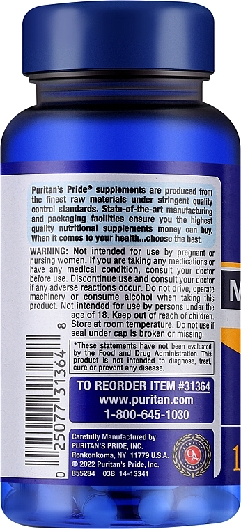 Suplement diety Melatonina - Puritan's Pride Melatonin 10 Mg — Zdjęcie N2