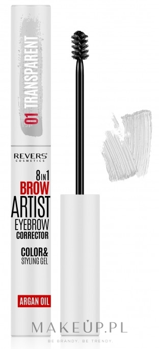 Żel do brwi - Revers 8in1 Brow Artist Eyebrow Corrector — Zdjęcie 01 - Transparent
