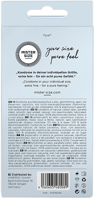 Prezerwatywy lateksowe, rozm. 53, 10 szt. - Mister Size Extra Fine Condoms — Zdjęcie N3