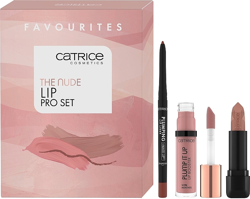 Zestaw do makijażu ust - Catrice The Nude Lip PRO Set (l/booster/3.5ml + l/liner/0.3g + lipstick/3.5g) — Zdjęcie N1