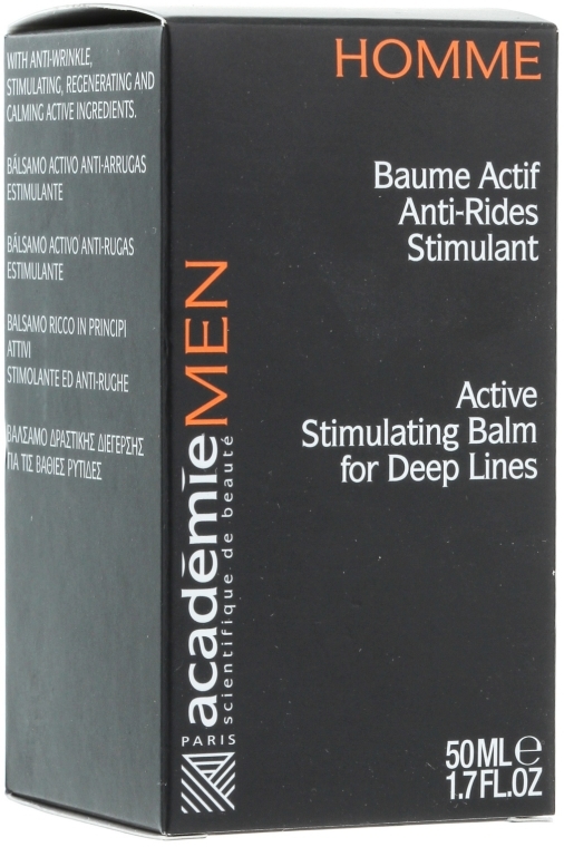 Aktywny balsam przeciwzmarszczkowo-stymulujący dla mężczyzn - Académie Men Active Stimulating Balm For Deep Lines — Zdjęcie N1