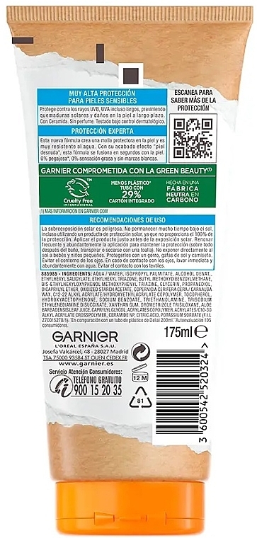 Mleczko do opalania - Garnier Delial Sensitive Advanced Protector Milk SPF50+ Ceramide Protect — Zdjęcie N2