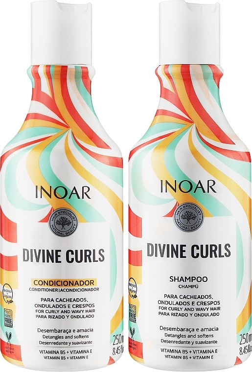 Zestaw do włosów kręconych - Inoar Absolut Divine Curls (shm/250 ml + cond/250 ml) — Zdjęcie N2