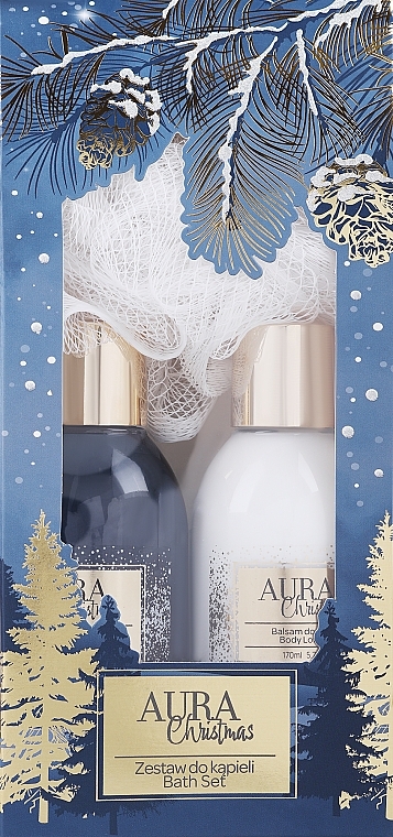 Zestaw świąteczny - Aura Cosmetics (b/wash/170ml + b/lot/170ml + sponge) — Zdjęcie N1