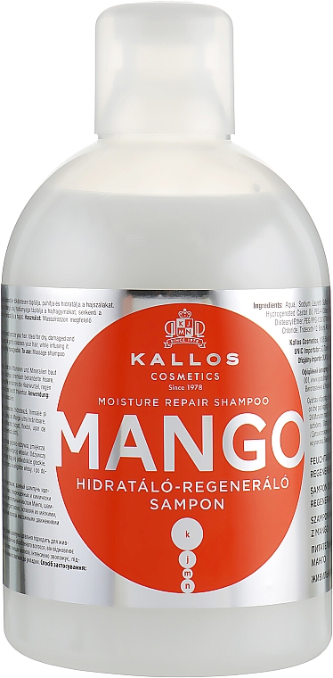 Nawilżający szampon naprawczy z olejem z mango - Kallos Cosmetics Mango — Zdjęcie N1