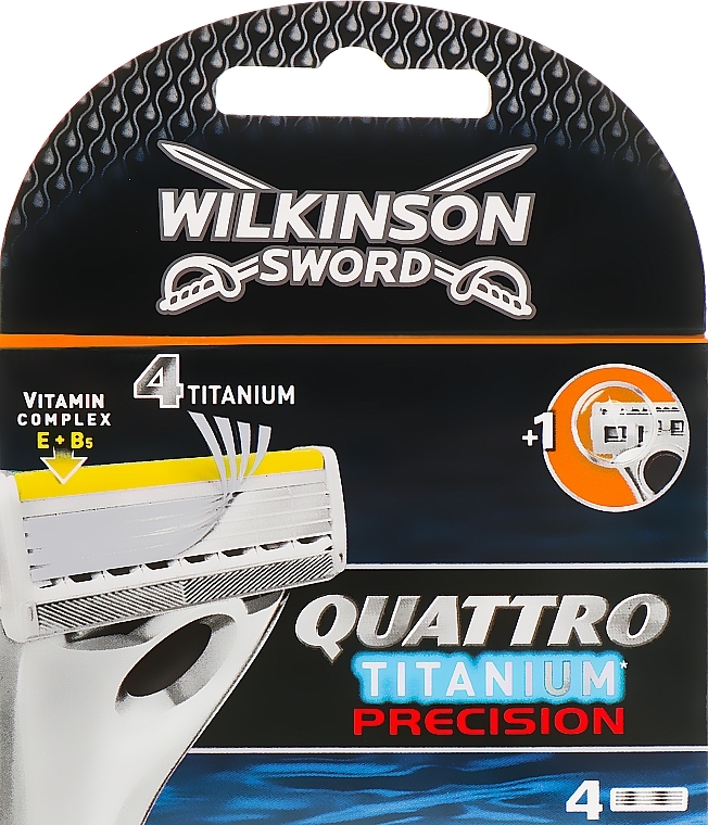 Wymienne wkłady do golenia, 4 sztuki - Wilkinson Sword Quattro Titanium Precision — Zdjęcie N1