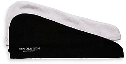 Kup Ręcznik-turban do włosów z mikrofibry, 2 szt., czarny + biały - Makeup Revolution Haircare Microfibre Hair Wrap Black & White