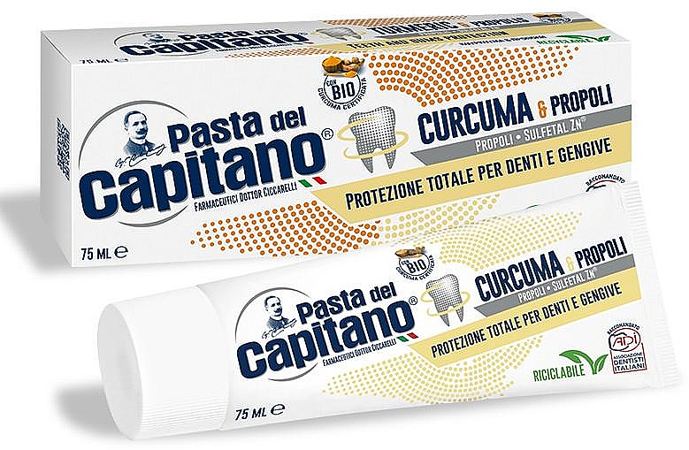 Pasta do zębów Kurkuma i propolis - Pasta Del Capitano, Turmeric & Propolis Ecological Packaging