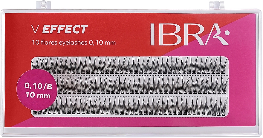 Kępki rzęs Efekt V B 0,10, 10 mm - Ibra 10 Flares Eyelash — Zdjęcie N1