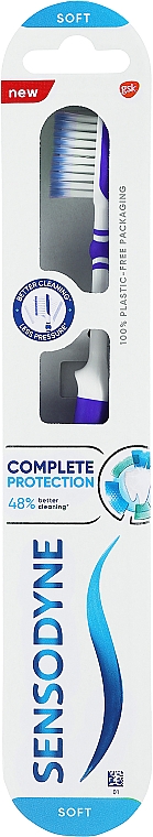 Szczoteczka do zębów z miękkim włosiem, niebieska - Sensodyne Complete Protection Soft — Zdjęcie N1