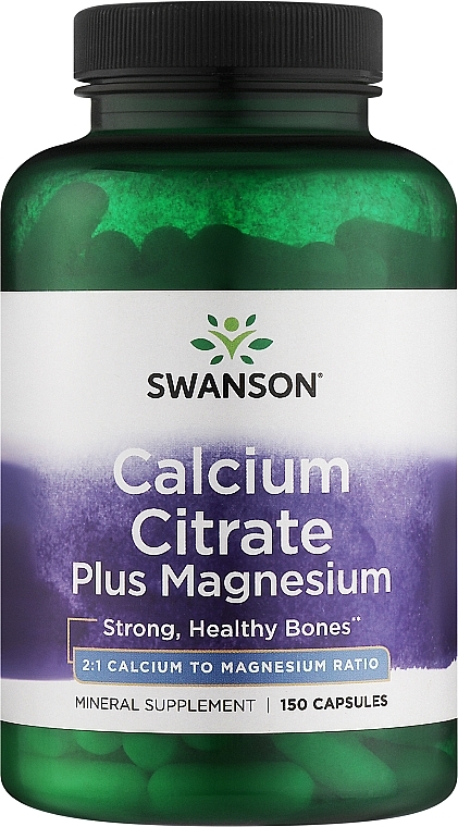 Suplement diety Cytrynian wapnia i magnezu - Swanson Calcium Citrate Plus Magnesium — Zdjęcie N1