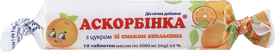 Suplement diety Ascorbinka-KV, o smaku pomarańczowym - Kyiv Vitamin Plant — Zdjęcie N1