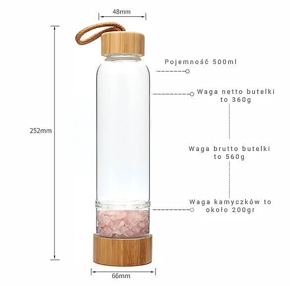 Butelka na wodę z kryształami kwarcu różowego - Yeye — Zdjęcie N5