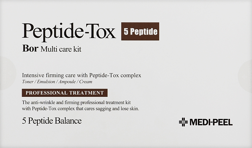 Zestaw - MEDIPEEL Bor-Tox 5 Peptide Multi Care Kit (toner/30ml + emulsion/30ml + ser/30ml + cr/50g) — Zdjęcie N1