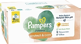 Chusteczki nawilżane dla dzieci z nagietkiem, 396 szt. - Pampers Harmonie Protect&Care Baby Wipes  — Zdjęcie N2