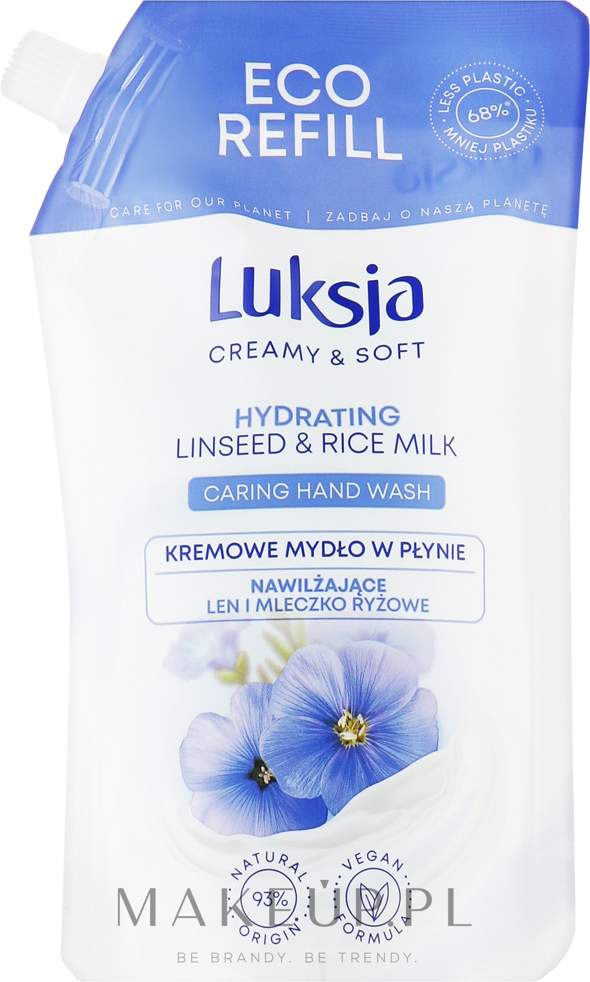 Kremowe mydło w płynie Mleko lniane i ryżowe - Luksja Creamy & Soft Hydrating Linseed & Rice Milk Caring Hand Wash (uzupełnienie) — Zdjęcie 400 ml