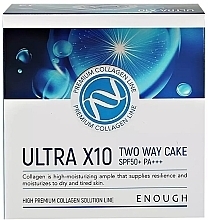 Kolagenowy puder do twarzy z wymiennym wkładem - Enough Premium Ultra X10 Two Way Cake SPF50+ PA+++ — Zdjęcie N4