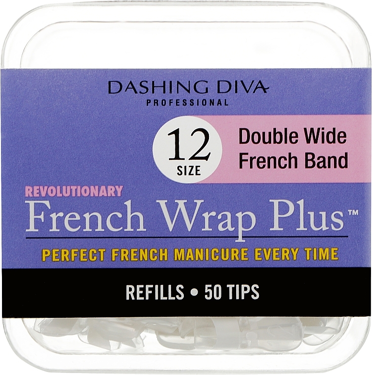 Tipsy - Dashing Diva French Wrap Plus Double Wide White 50 Tips (Size 12) — Zdjęcie N1