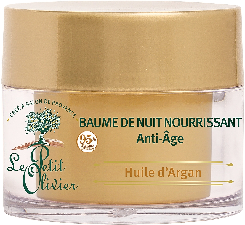 Przeciwstarzeniowy balsam do twarzy na noc z olejkiem arganowym - Le Petit Olivier Night Balm Anti-aging Argan Oil — Zdjęcie N1